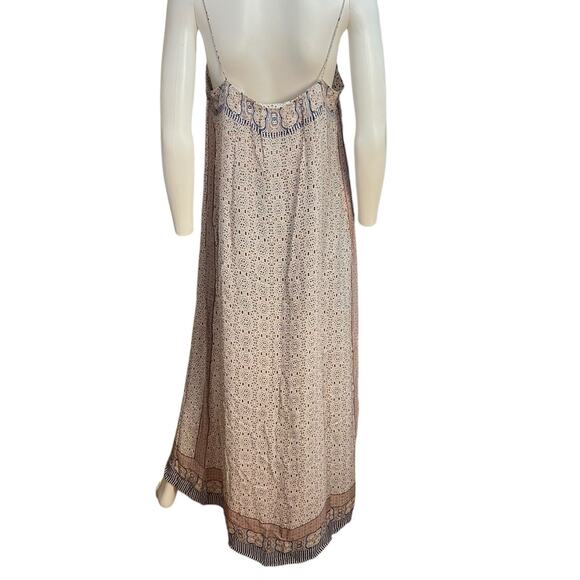 Vince 100% Silk Geometric Boho Patterned Slip Maxi Dress Size 12 - Picture 4 of 7